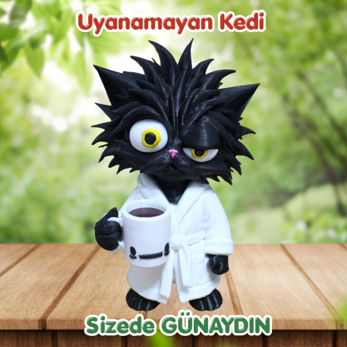 Uyanamayan Kedi Figür / Dekor